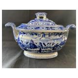 Flow Blue "Lakes of Killarney" Lidded