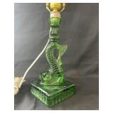 Cambridge Dolphin Green Glass Candlesticks