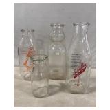 (4) Glass Milk Bottles