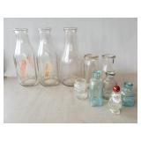 Tray Of Assorted Vintage Glass Bottles Including