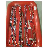 Tray Of Assorted Beaded Jewelry & More