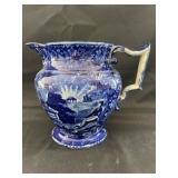 Flow Blue Pitcher "LaFayette at Franklin
