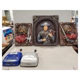 (3) Decorative Wall Hangers (Chalkware) & (2)