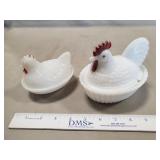 (2) Vintage Hen On A Nest Covered Candy Dishes