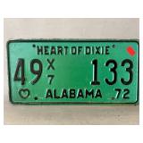 1972 Alabama License Plate