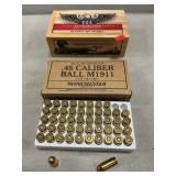 (50) Rounds Of Winchester .45 Ball M1911 Ammo In