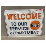 Retro Porcelain Gulf Service Department Sign, 16ï¿½