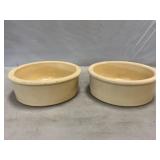 Pair Of Roseville Stoneware Dog Bowls/Crocks