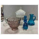 Wedding Box Pedestal Compote, L.E. Smith Blue