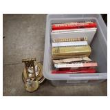 Box Lot Of Assorted Books & A Desk Lamp