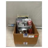 Box Lot With New Deadbolt Set, Door Knocker,