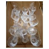 Box Lot Of Clear Glass Stemware & More