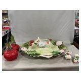 Fitz & Floyd Sectioned Serving Platter & Pig