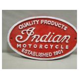 (1) Cast Iron "Indian Motorcycle" Sign (10"ï¿½6")