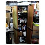 Portable closet with spray paints/misc in it