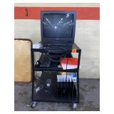 metal cart with tv