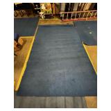 Large blue classroom rug/frayed edges 12x8