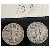 2 Walking Liberty 1/2 Dollars 1945