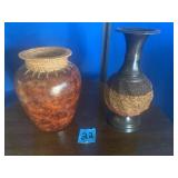 2 Vases 1 10 inches 1 11 inches weaved in