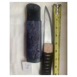 9 inch Black handle knife with leather case