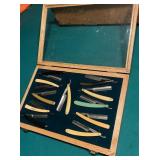 11 Folding Straight Razors with Case