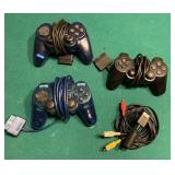 3 Playstation Controllers and A/V cord for console