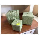 3 piece green canister set