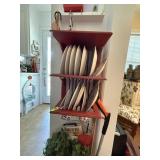 plates and cups and hanging rack plates with chers