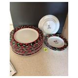 plates black and white with cherries Kakura