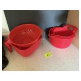 plastic bowls and strainers
