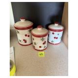 3 piece canister with cherries