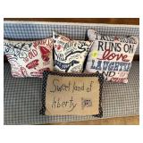 4 red white blue pillows