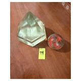 2 glass paper weights