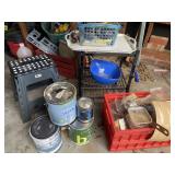 Small shelf, paint and step ladder