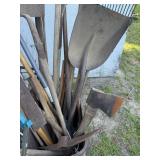 Tools yard in trash can