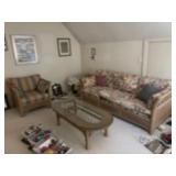 Wicker sofa sleeper with 2 Chairs and coffe table