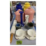 Color connection canisters, marble rolling pin, Color connection canisters, marble rolling pin,