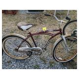 Burgundy huffy Santa Fe beach cruiser bicycle. Burgundy huffy Santa Fe beach cruiser bicycle.