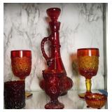 Amberina Glass Cups, Toothpick, Master Salt, Amberina Glass Cups, Toothpick, Master Salt,