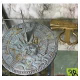 Cast Metal Green Man Sundial, Brass Whale Door