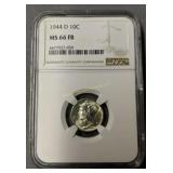 1944 D Dime Graded Ms66 Fb Ngc