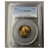 1953-s Penny Pcgs Graded Ms66rd Penny