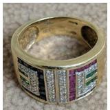 14k Gold Ruby Sapphire Diamond Emerald Ring 4.4 14k Gold Ruby Sapphire Diamond Emerald Ring 4.4