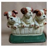 Cast Iron Three Puppies In A Basket Door Stop Cast Iron Three Puppies In A Basket Door Stop