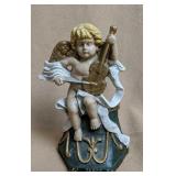 Cast Iron Cherub Angel Violin Playing Doorstop