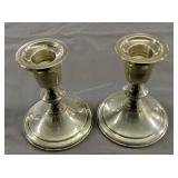 Pair Of Sterling Silver Weighted Candlesticks By