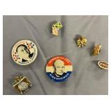 Political Buttons, Pins, Army Pin. Our President