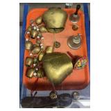 Tray Lot Brass Cowbells, Tennis Child Tray Lot Brass Cowbells, Tennis Child
