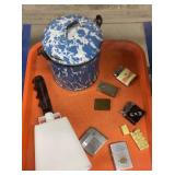 Tray Lot Agate Covered Pot, Advertising Lighters, Tray Lot Agate Covered Pot, Advertising Lighters,