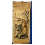 Antique Oriental Scroll Tiger 29x72"